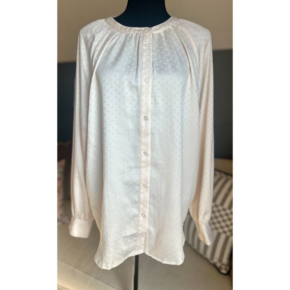 LOFT Cream Button Front Blouse